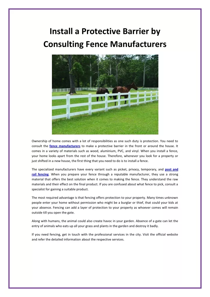 install a protective barrier by consulting fence