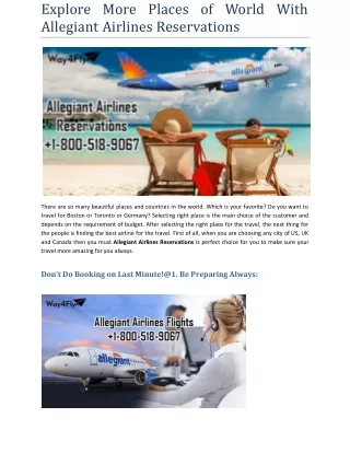 explore more places of world with allegiant