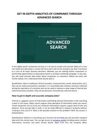get in depth analytics of companies through