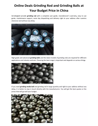 Online Deals Grinding Rod and Grinding Balls at Your Budget Price in China