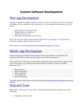 Custom Software Development