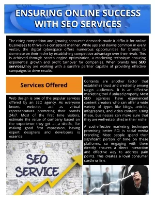 Ensuring Online Success With SEO Services