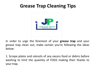 Grease Trap Cleaning Tips