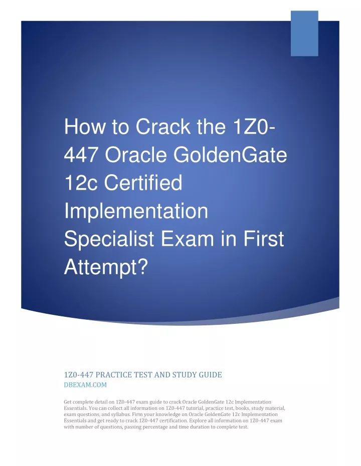 how to crack the 1z0 447 oracle goldengate