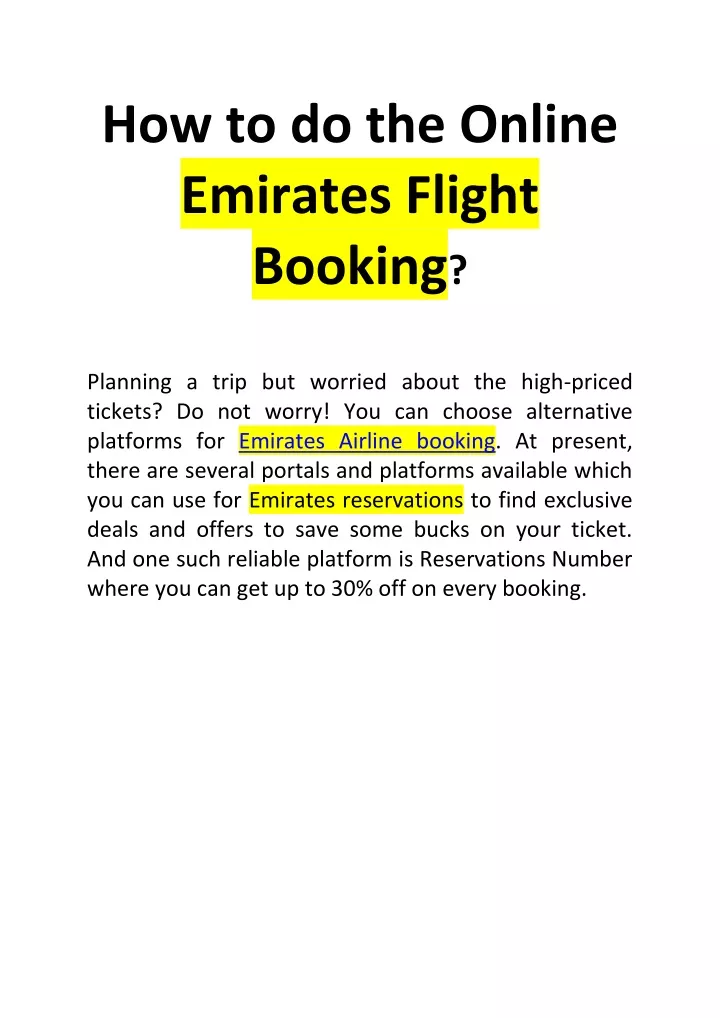 how to do the online emirates flight booking