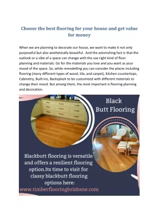 Choose the best flooring for your house and get value for money