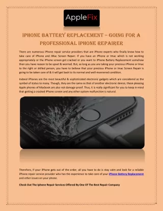 iPhone Battery Replacement – Going for a Professional iPhone Repairer