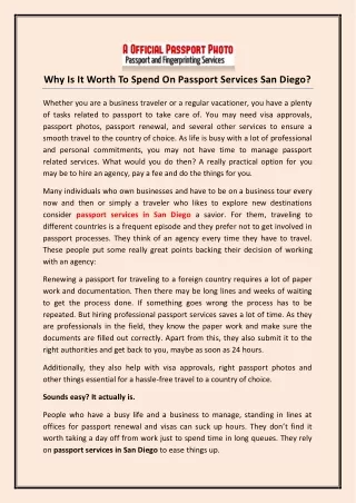 why is it worth to spend on passport services