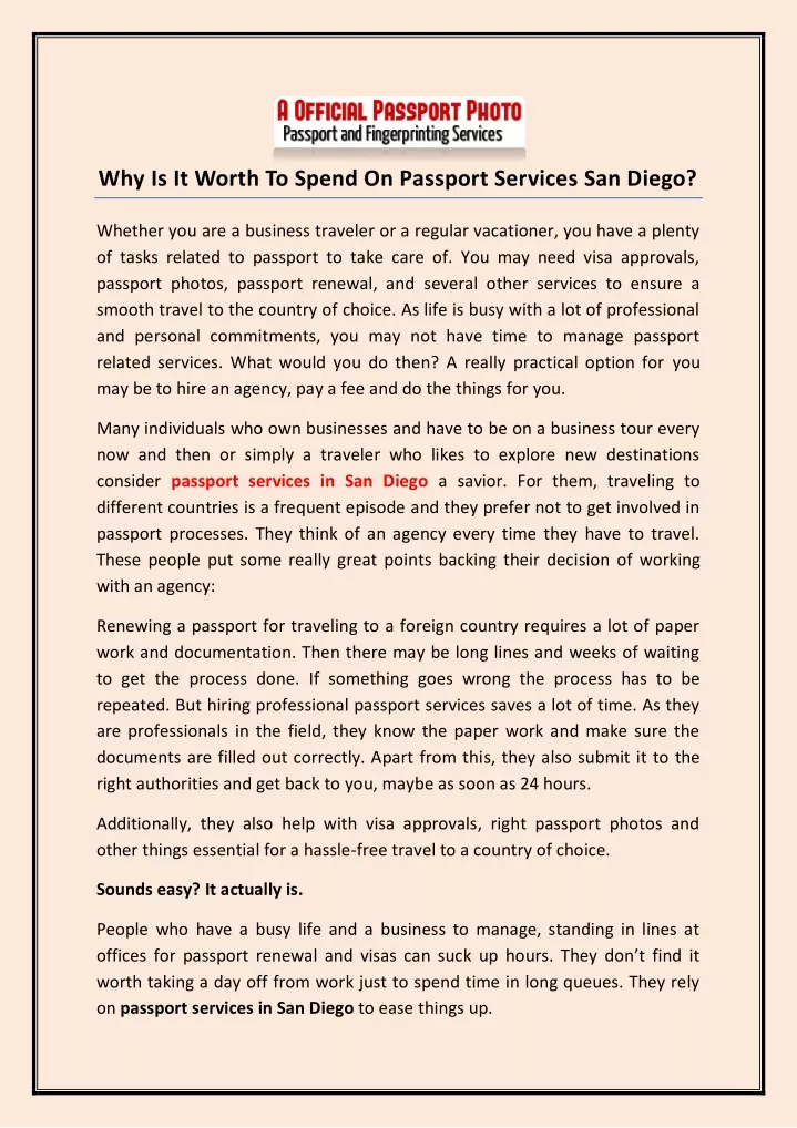 why is it worth to spend on passport services