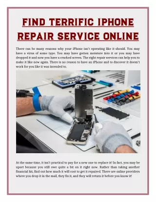 Find Terrific iPhone Repair Service Online