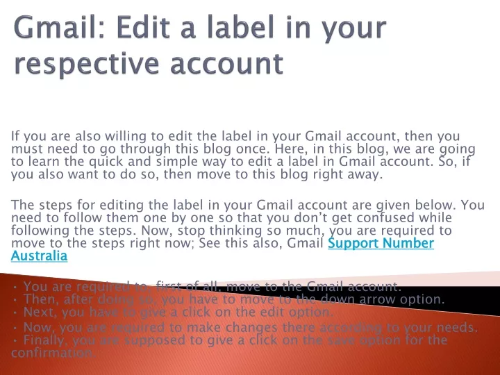 gmail edit a label in your respective account