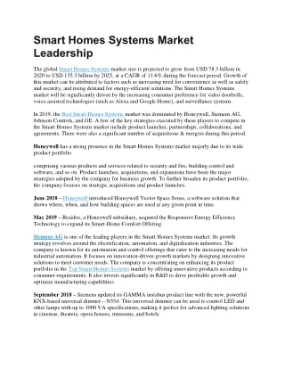 smart homes systems market leadership