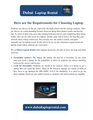 dubai laptop rental