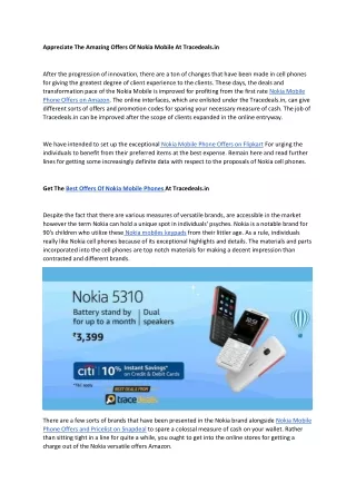 Nokia Mobile Phone Offers and Price List in India