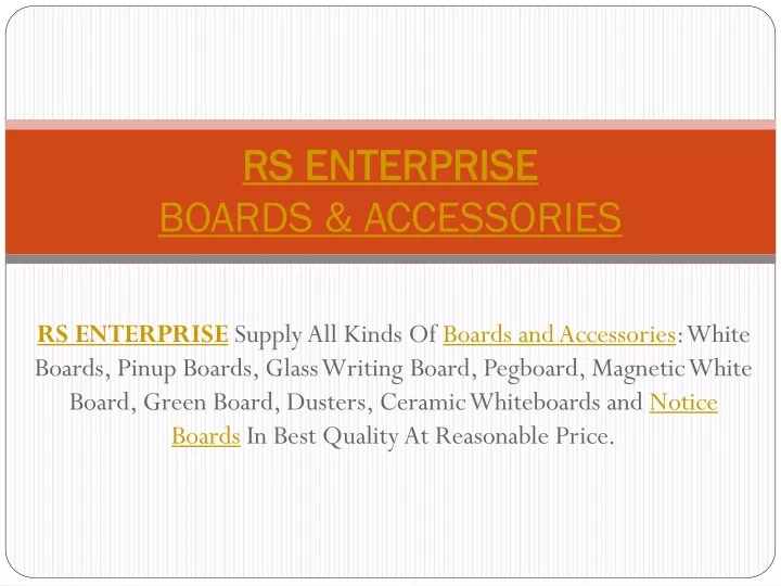 rs enterprise boards accessories