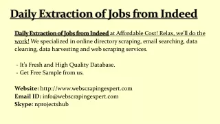 daily extraction of jobs from indeed