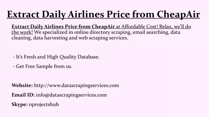 extract daily airlines price from cheapair