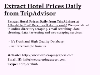 Extract Hotel Prices Daily from TripAdvisor