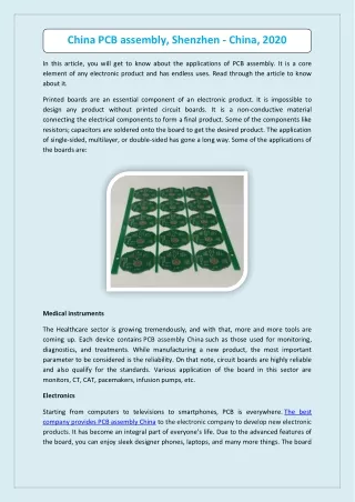 china pcb assembly shenzhen china 2020