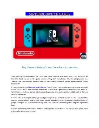 nintendo switch games