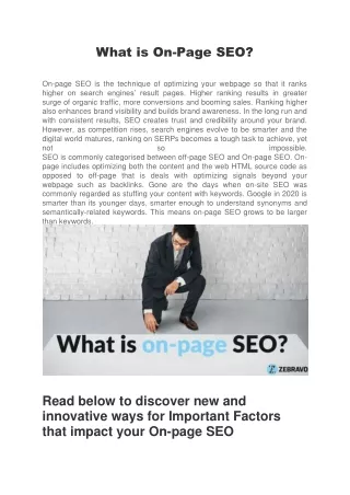 What is on-page SEO