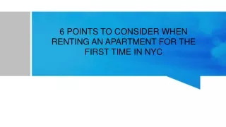 6 Points To Consider When Renting An Apartment For The First Time In NYC