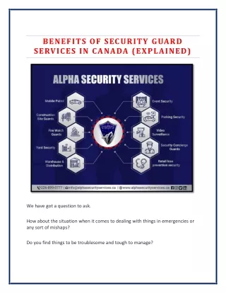 Benefits of Security Guard Services in Canada (Explained)