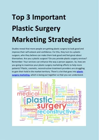 Top 3 Important Plastic Surgery Marketing Strategies