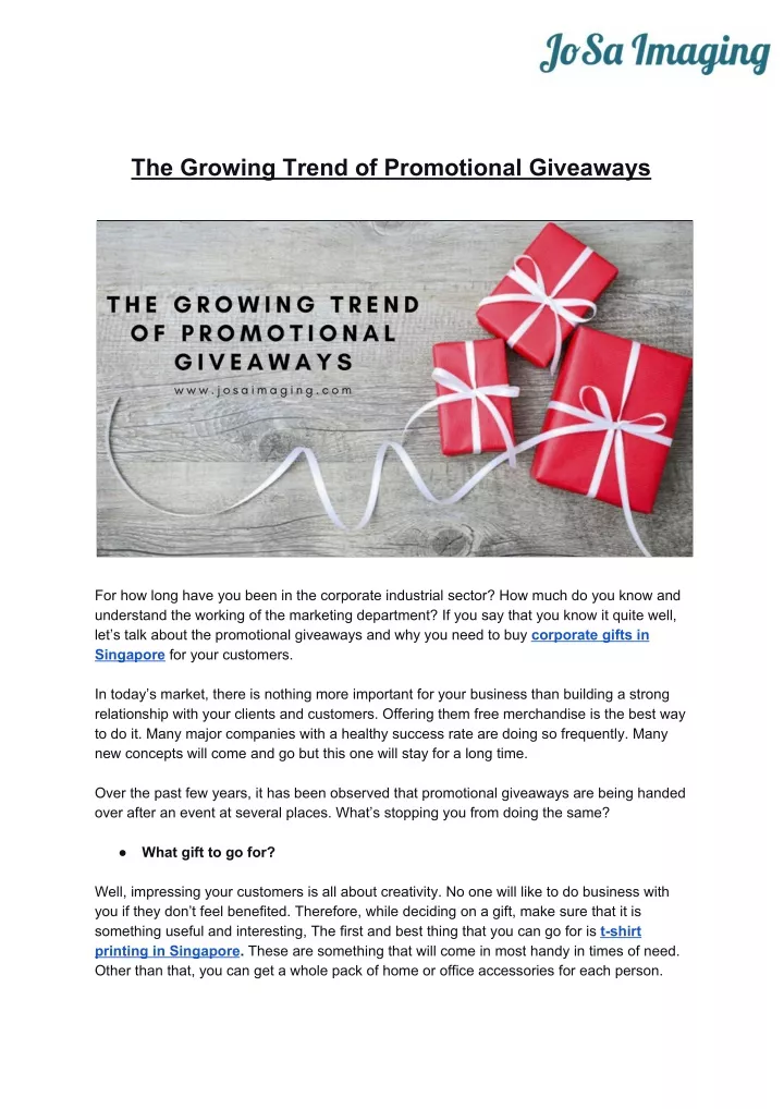 the growing trend of promotional giveaways