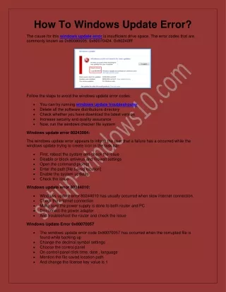 how to windows update error