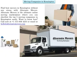 Moving Companies in Kensington - Alternate Movers