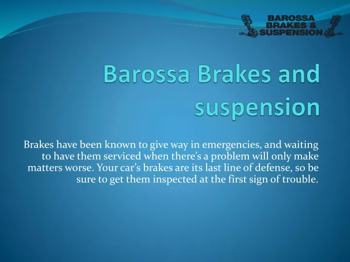 barossa brakes and suspension