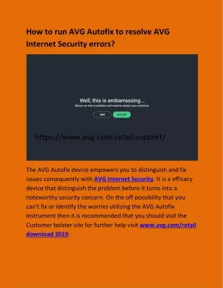 how to run avg autofix to resolve avg internet