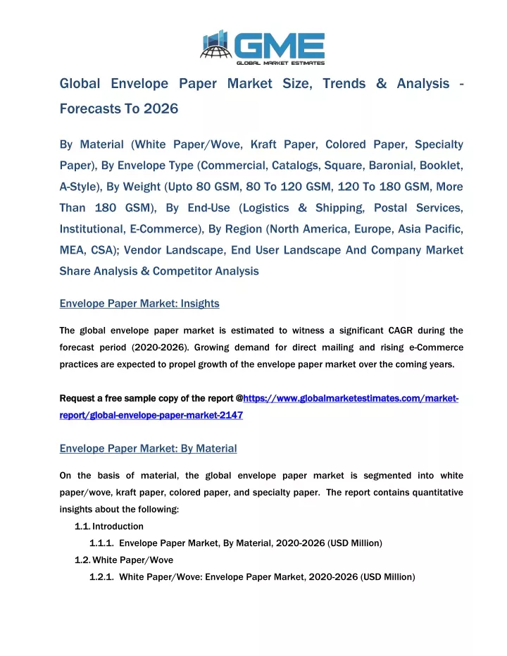 global envelope paper market size trends analysis