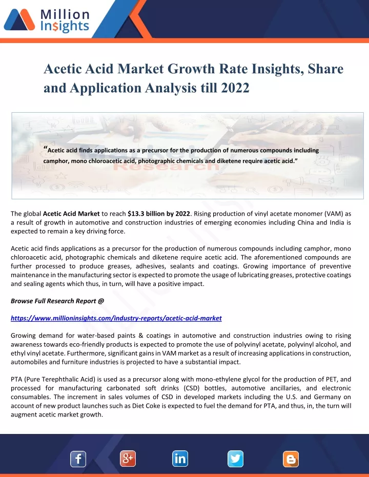 acetic acid market growth rate insights share