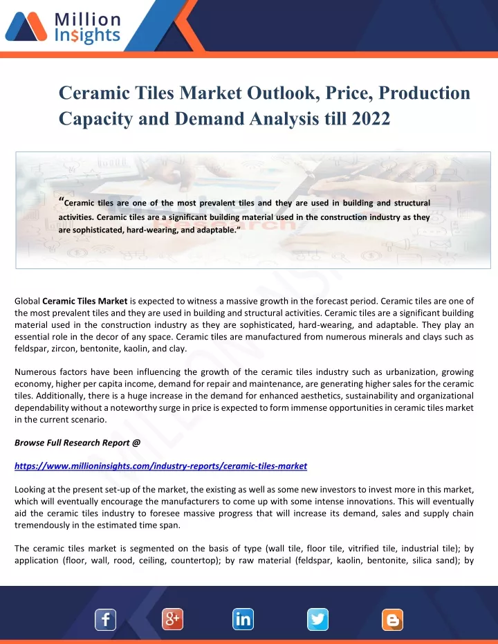 ceramic tiles market outlook price production
