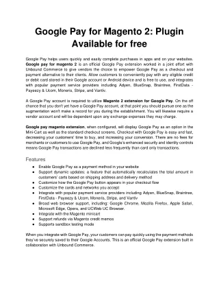 google pay for magento 2 plugin available for free