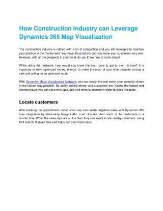 how construction industry can leverage dynamics 365 map visualization