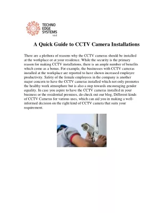 a quick guide to cctv camera installations there