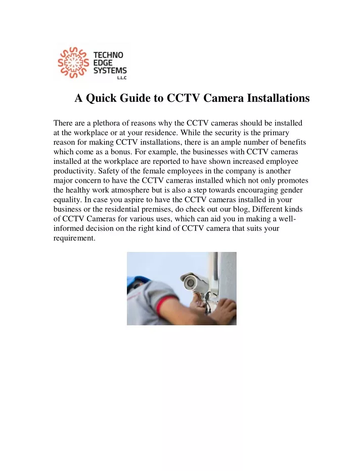a quick guide to cctv camera installations there