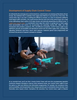 development of supply chain control tower