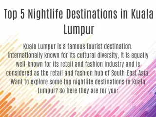 Top 5 Nightlife Destinations in Kuala Lumpur