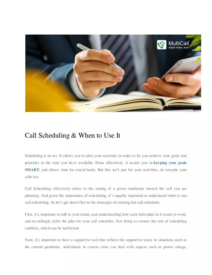 call scheduling when to use it