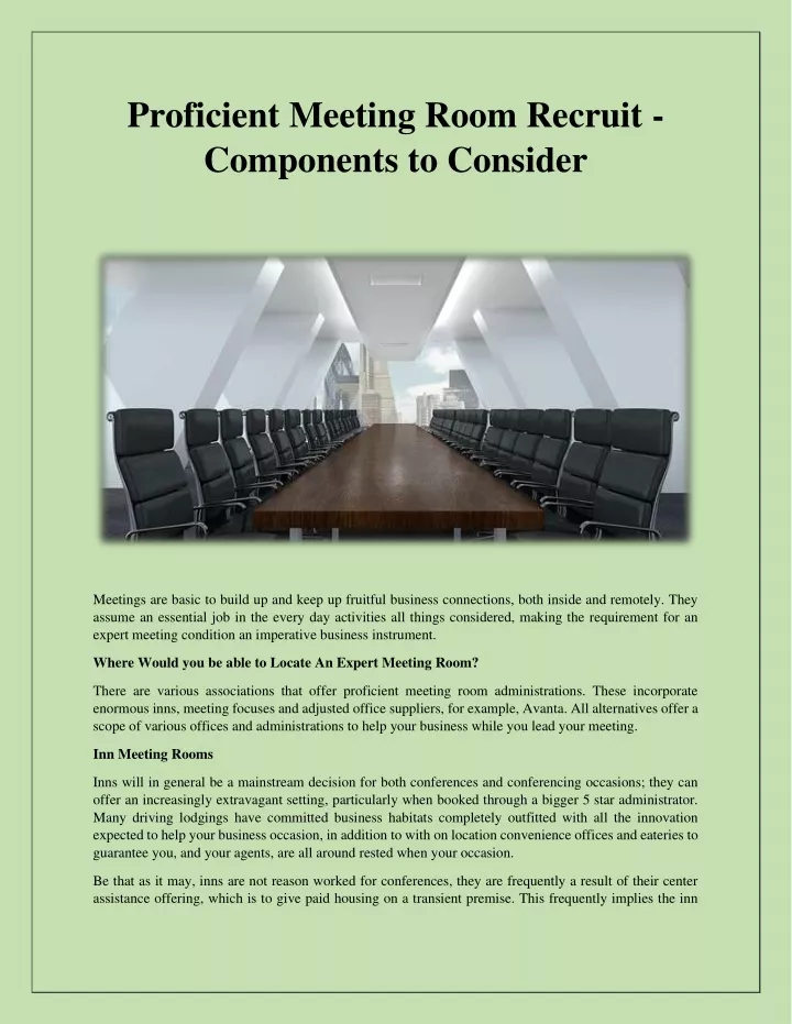 proficient meeting room recruit components