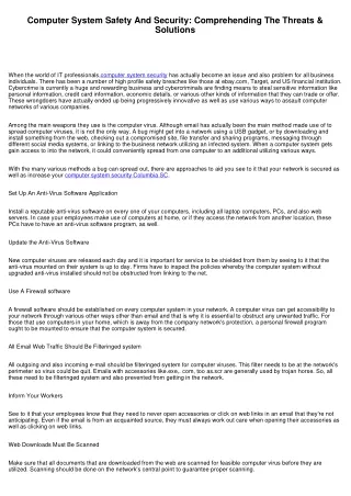 computer system safety and security comprehending