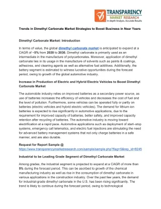 trends in dimethyl carbonate market strategies