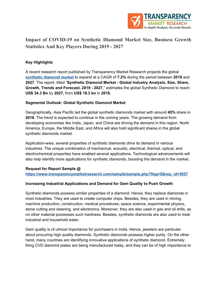 impact of covid 19 on synthetic diamond market