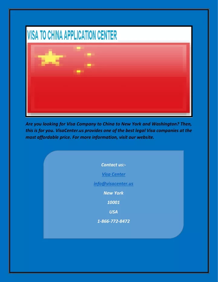 are you looking for visa company to china