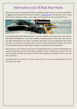 alternative uses of boat roof racks