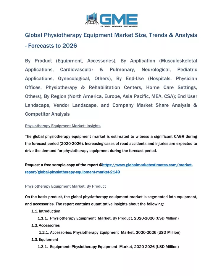 global physiotherapy equipment market size trends